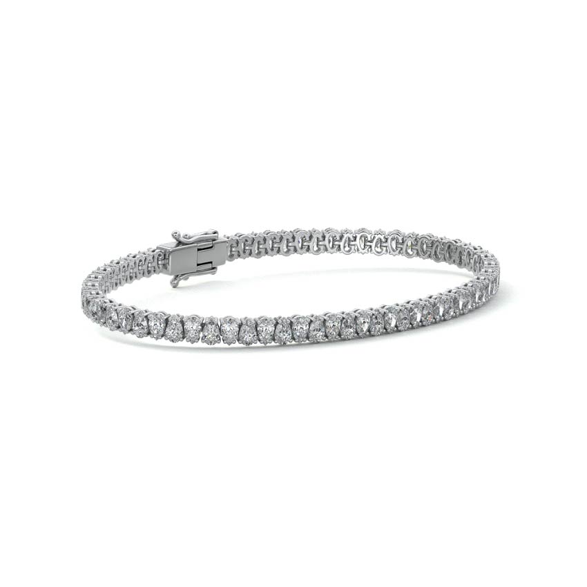 Silver Pear Shape Diamond Four-Prong Tennis Bracelet