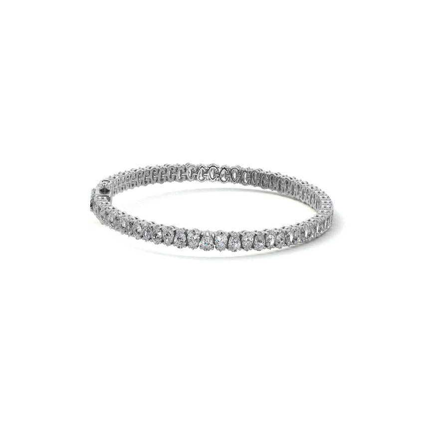 Silver Pear Shape Diamond Four-Prong Tennis Bracelet