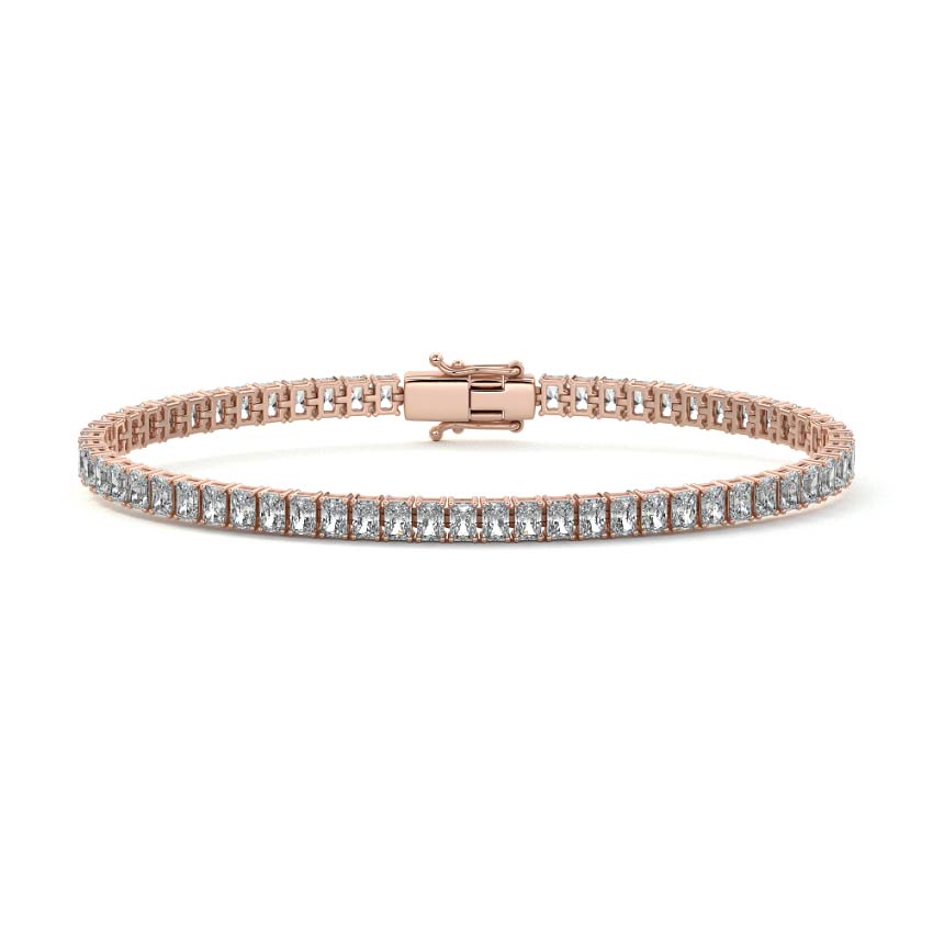 Rose gold Radiant Cut Diamond Four-Prong Tennis Bracelet