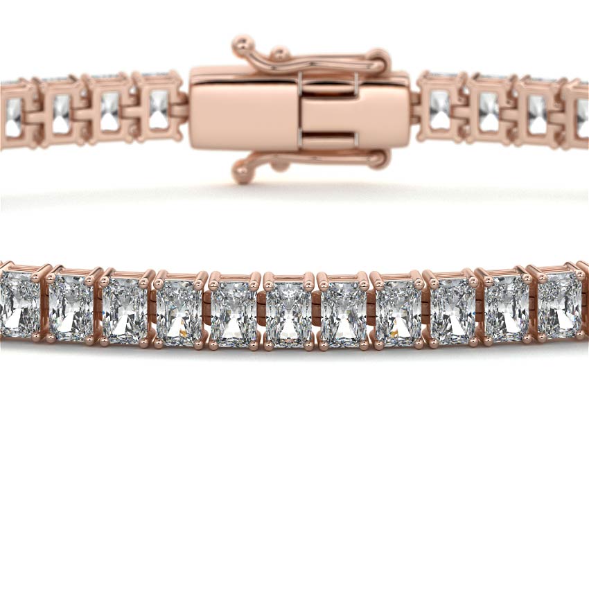Rose gold Radiant Cut Diamond Four-Prong Tennis Bracelet