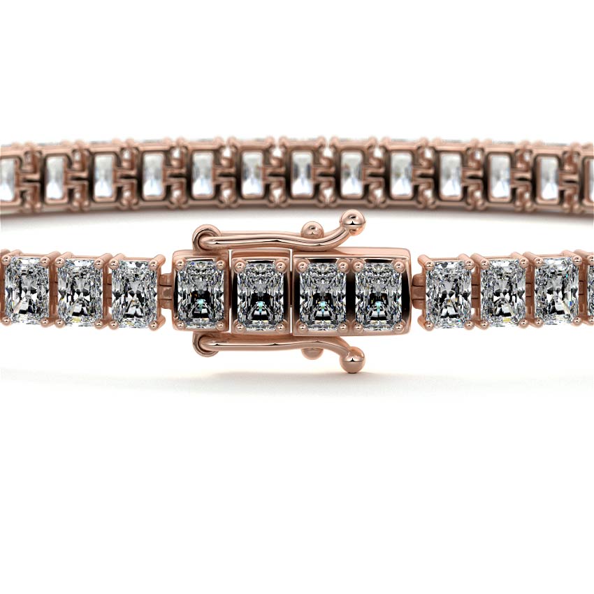 Rose gold Radiant Cut Diamond Four-Prong Tennis Bracelet