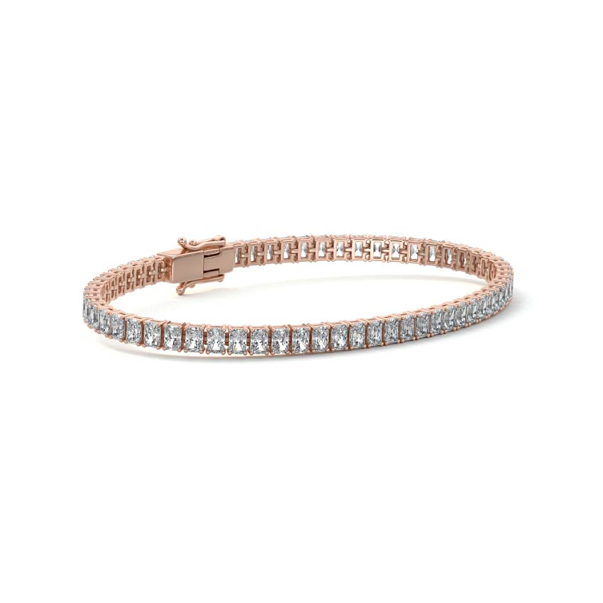 Rose gold Radiant Cut Diamond Four-Prong Tennis Bracelet