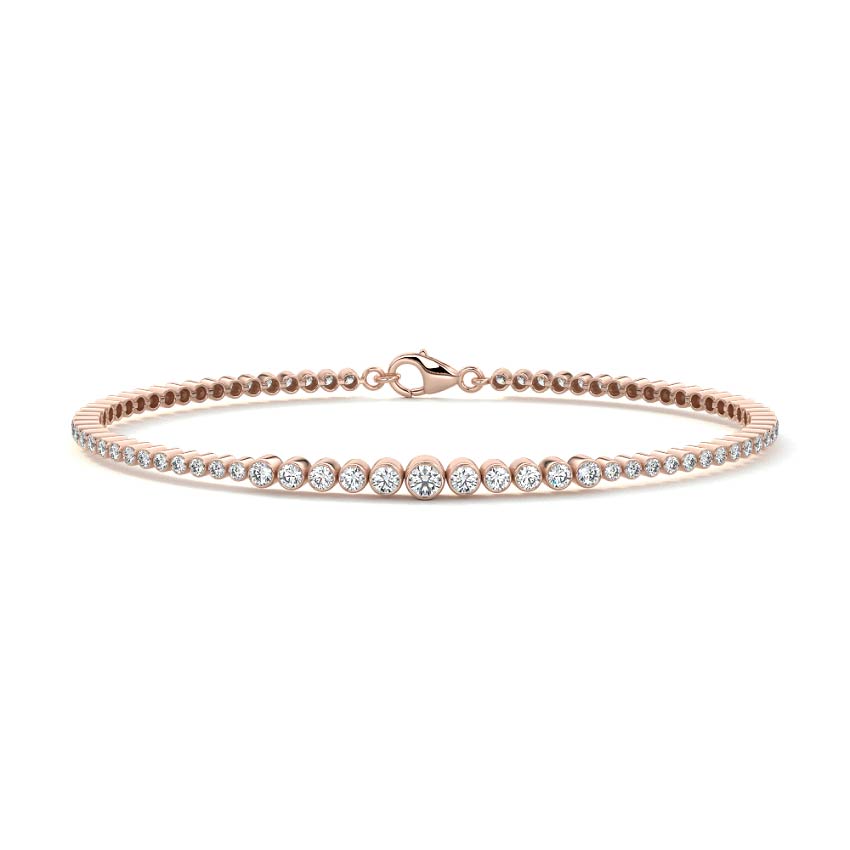 Rose gold Graduated Bezel Set Diamond Bracelet