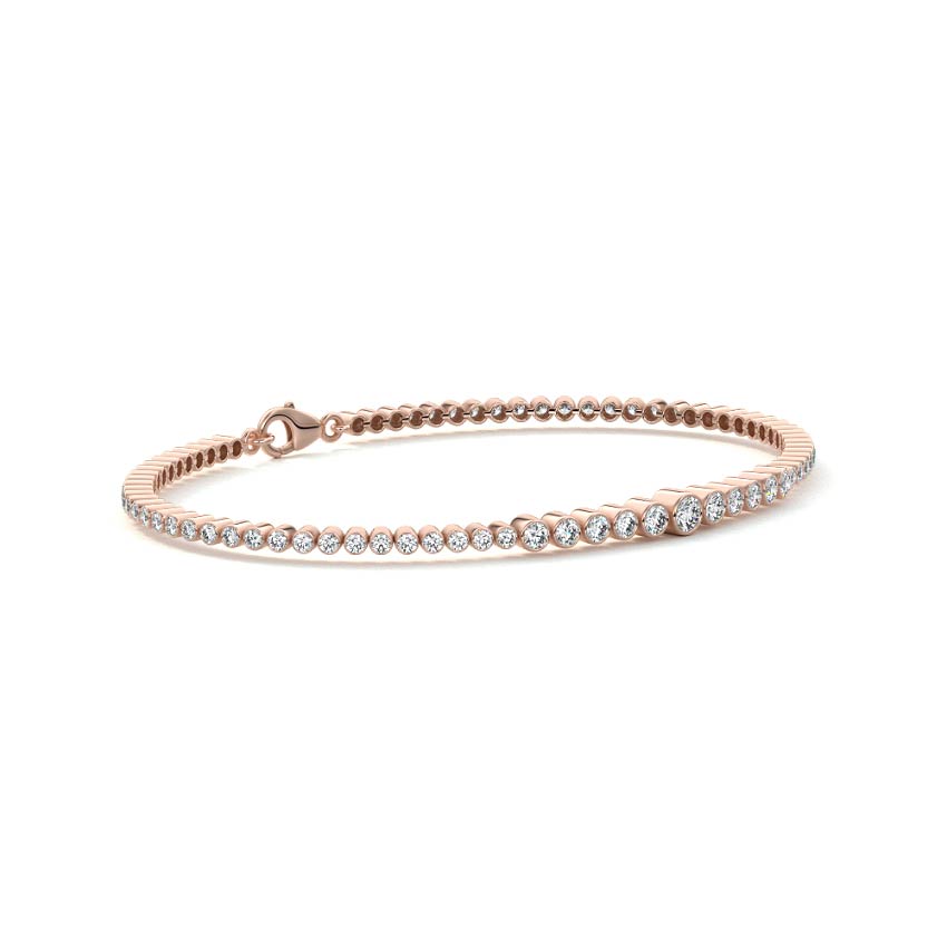 Rose gold Graduated Bezel Set Diamond Bracelet
