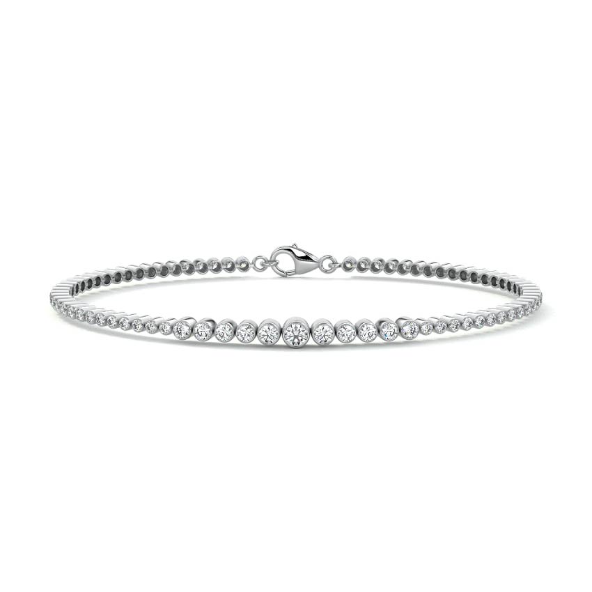 Silver Graduated Bezel Set Diamond Bracelet