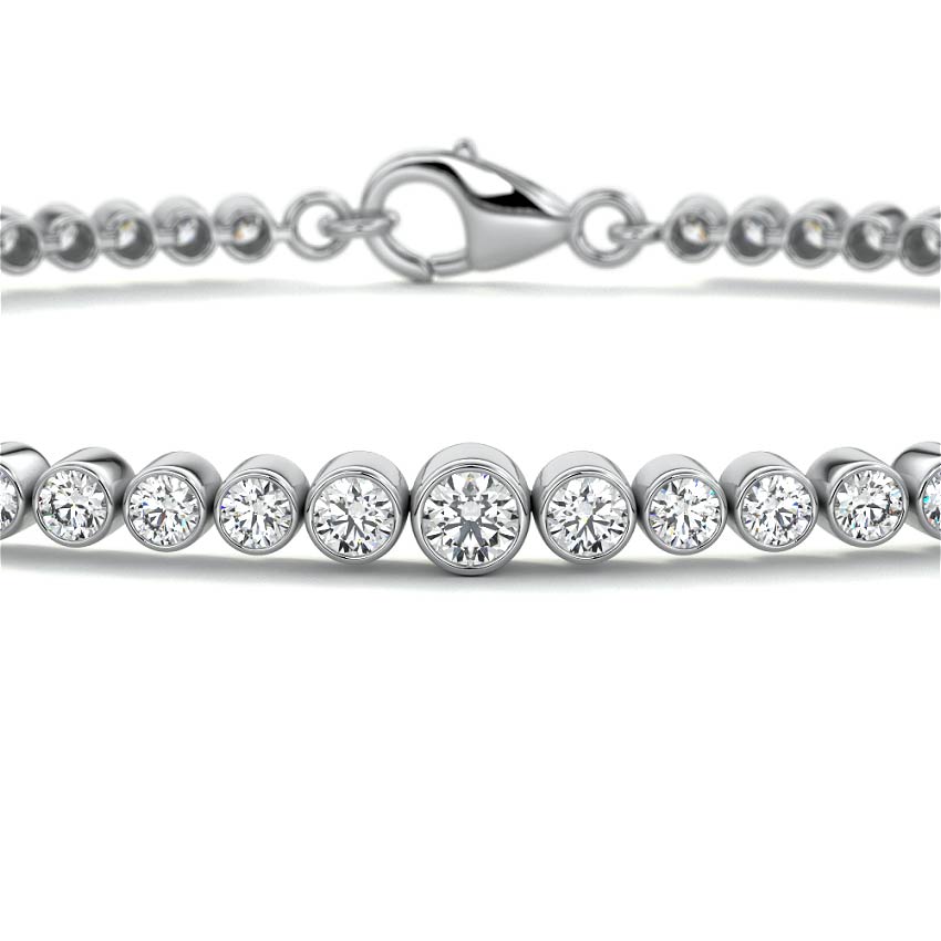 Silver Graduated Bezel Set Diamond Bracelet