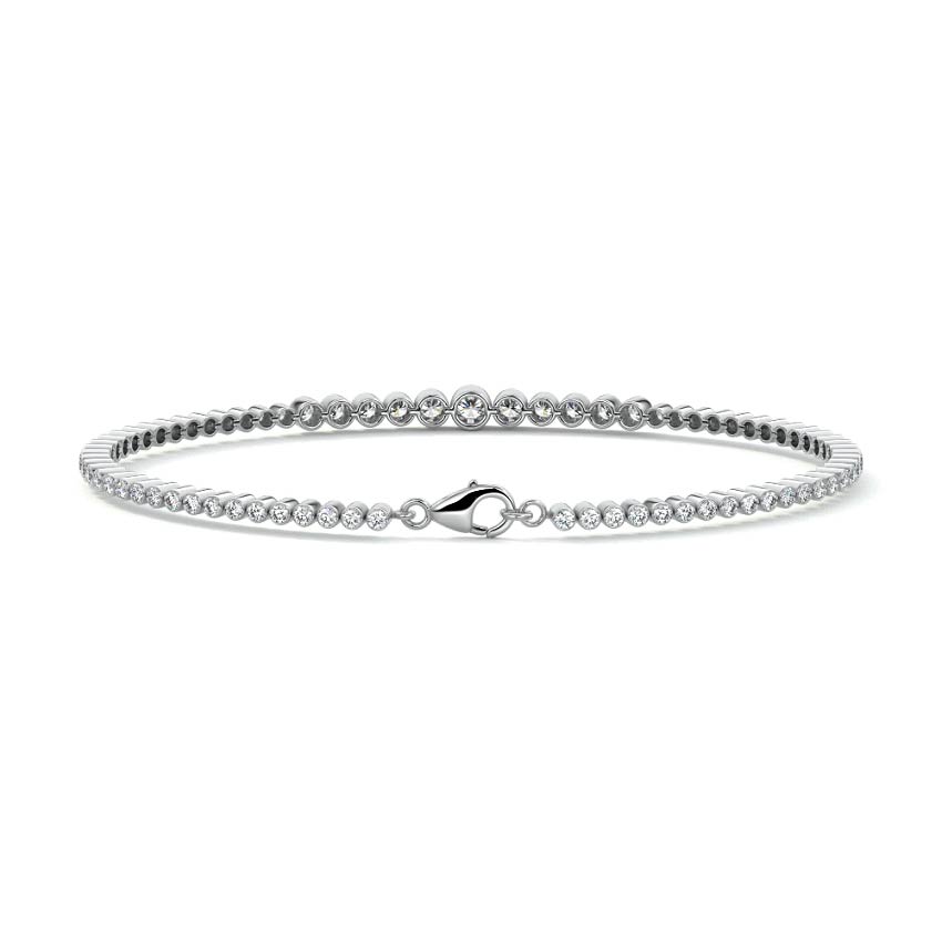 Silver Graduated Bezel Set Diamond Bracelet