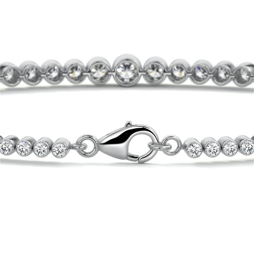 Silver Graduated Bezel Set Diamond Bracelet