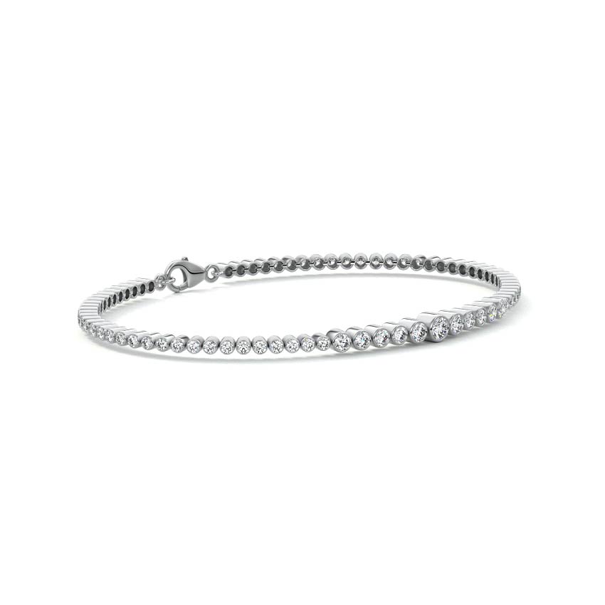 Silver Graduated Bezel Set Diamond Bracelet