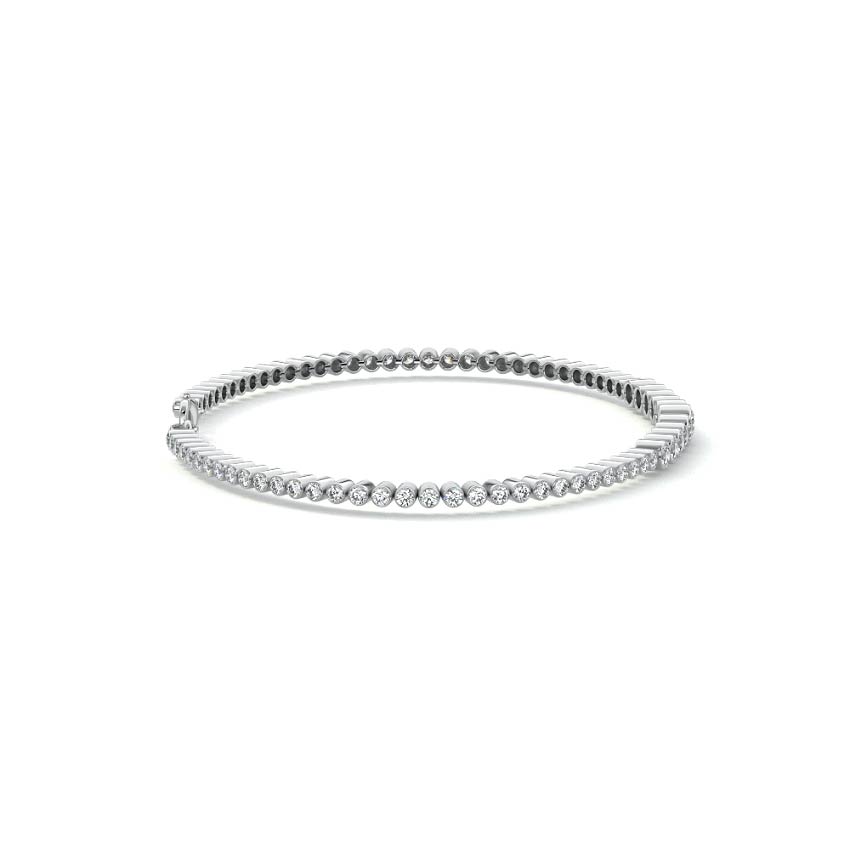 Silver Graduated Bezel Set Diamond Bracelet