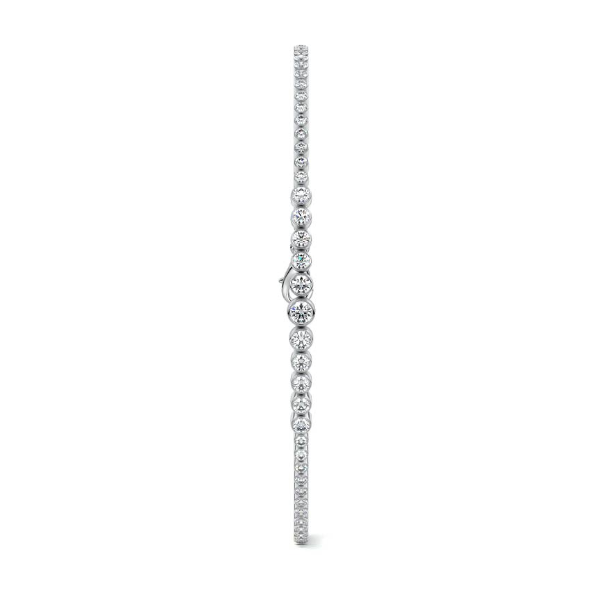 Silver Graduated Bezel Set Diamond Bracelet