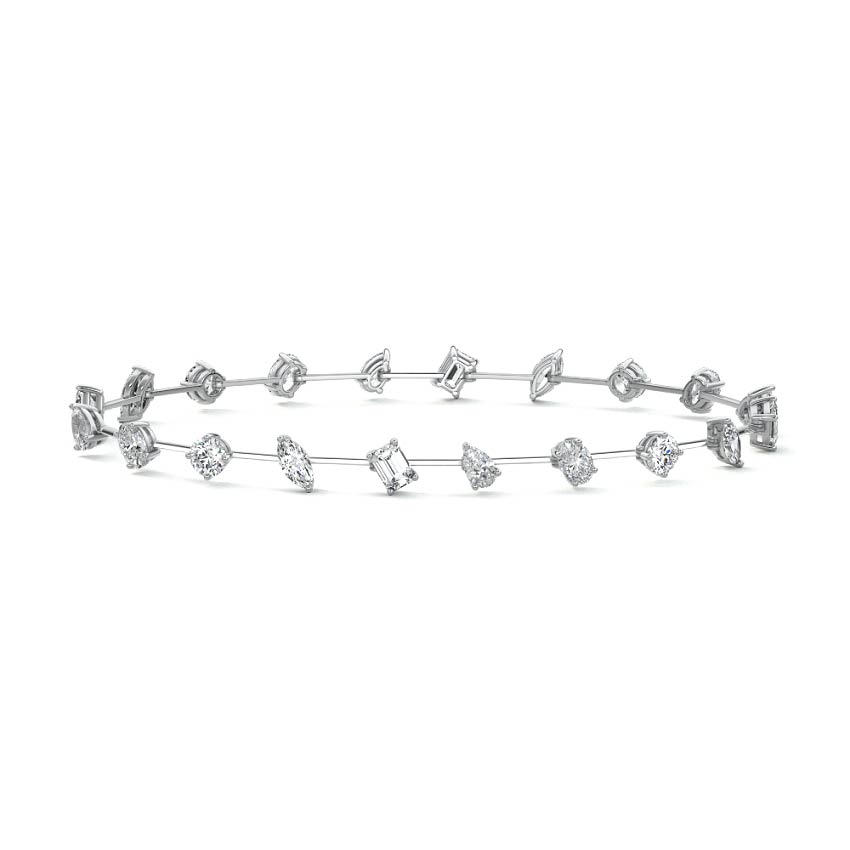 White gold Multi Shape Diamond Station Bracelet