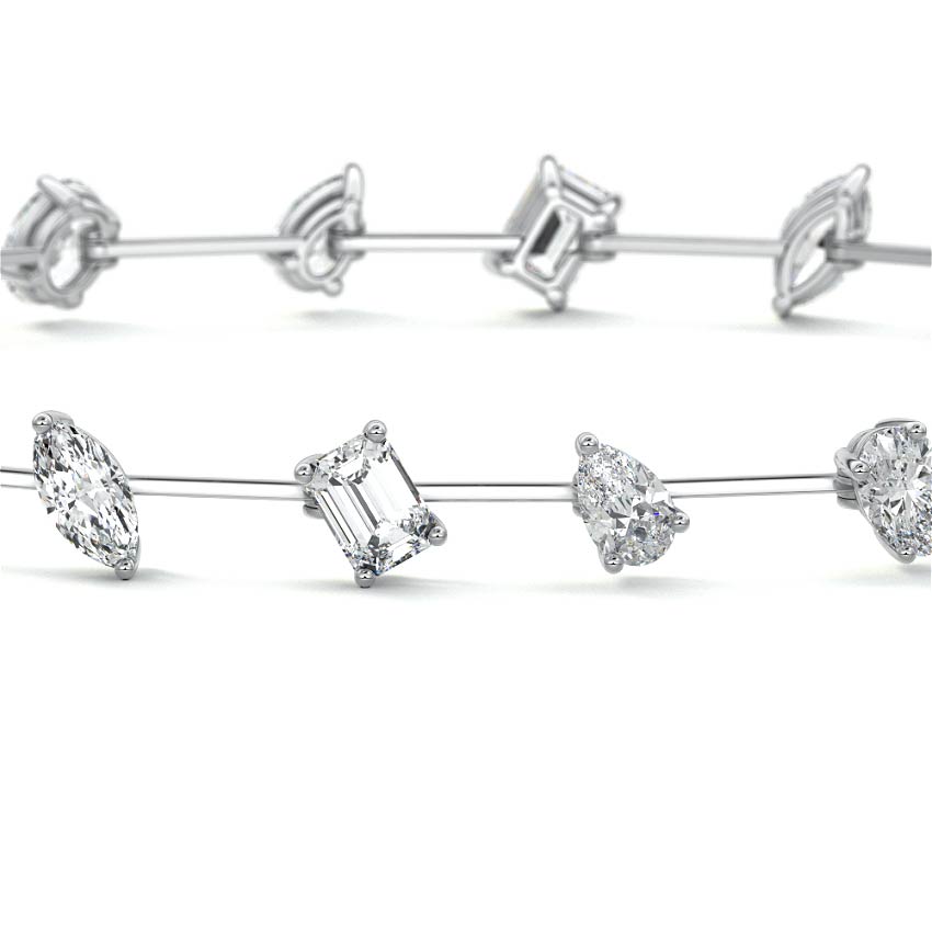 White gold Multi Shape Diamond Station Bracelet