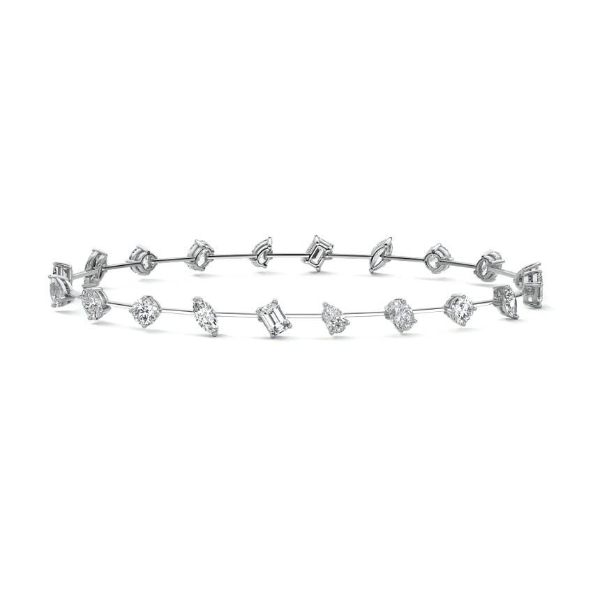 White gold Multi Shape Diamond Station Bracelet