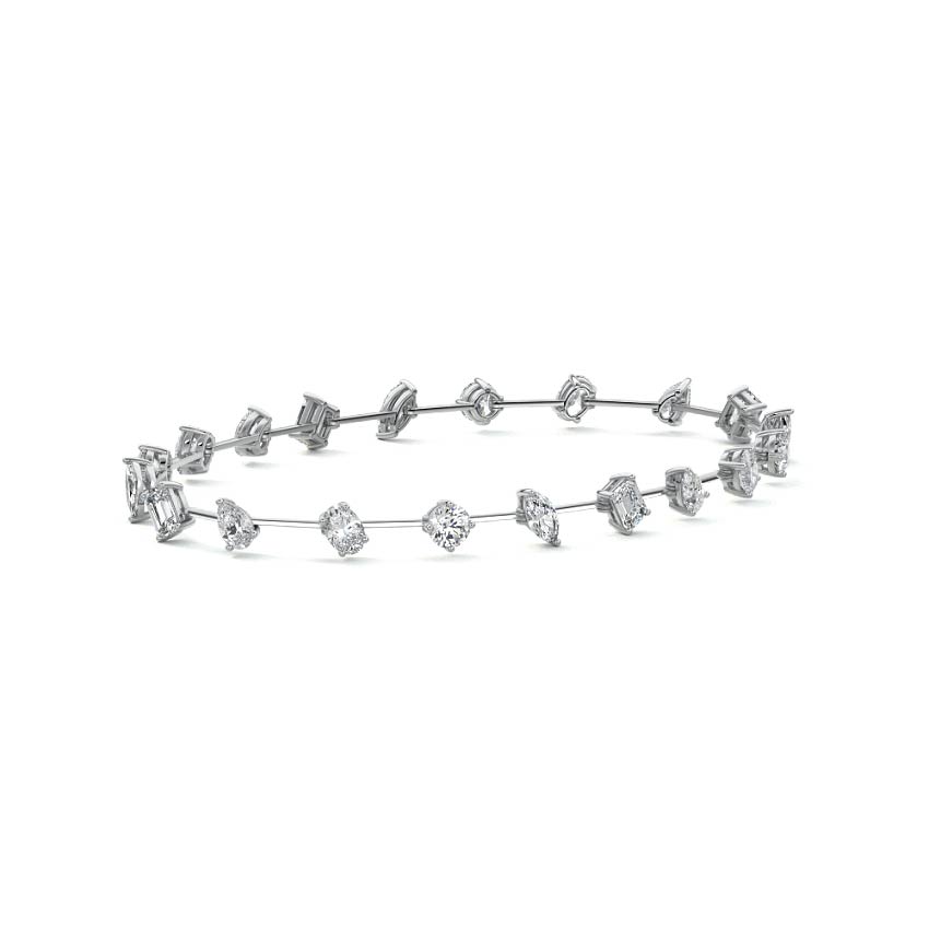 White gold Multi Shape Diamond Station Bracelet