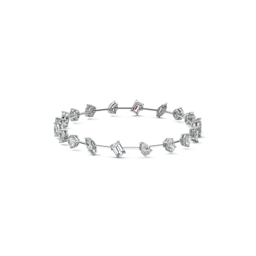White gold Multi Shape Diamond Station Bracelet