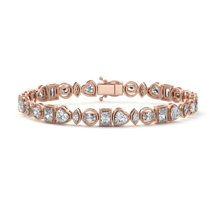 Rose gold Multi Shape Bezel Set Diamond Tennis Bracelet