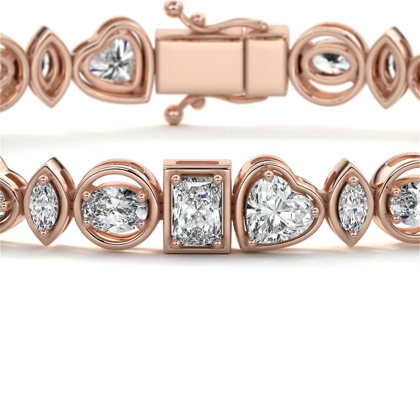 Rose gold Multi Shape Bezel Set Diamond Tennis Bracelet