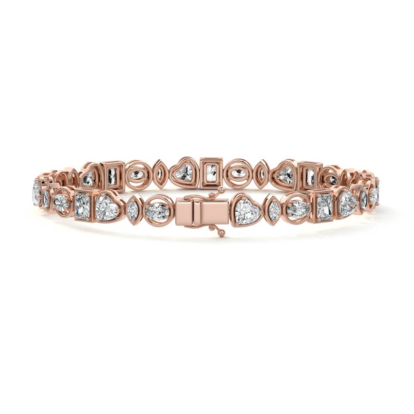 Rose gold Multi Shape Bezel Set Diamond Tennis Bracelet