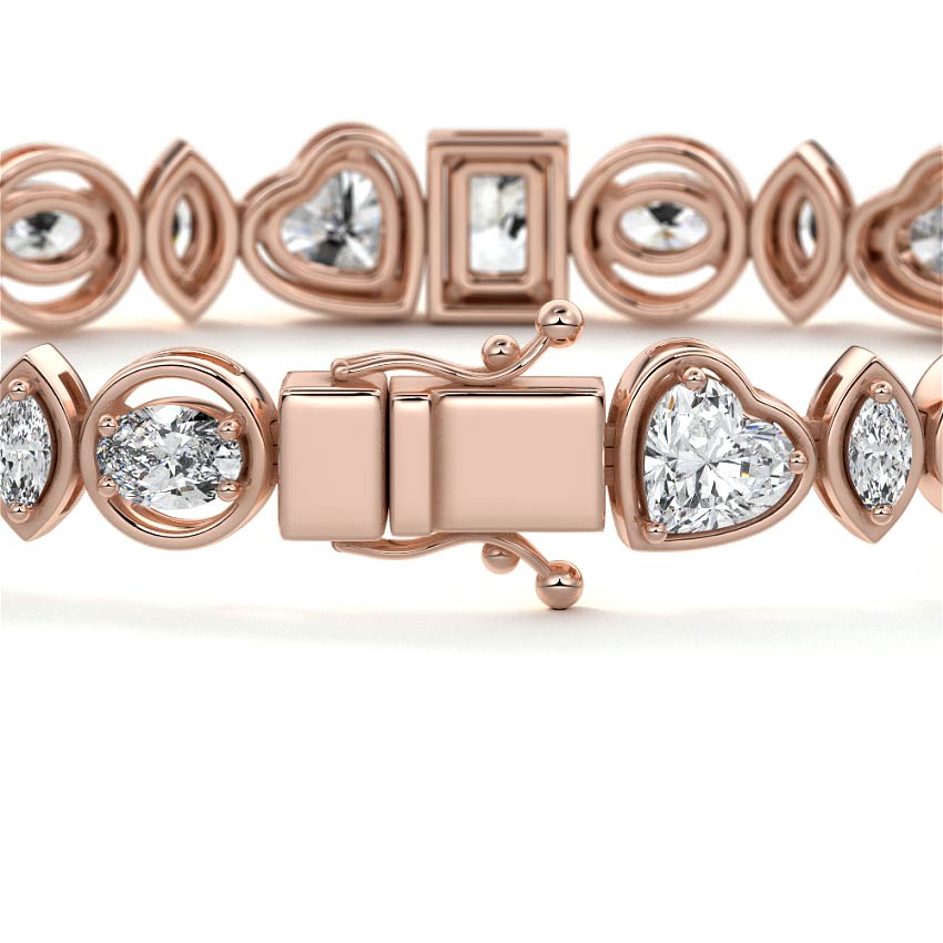 Rose gold Multi Shape Bezel Set Diamond Tennis Bracelet