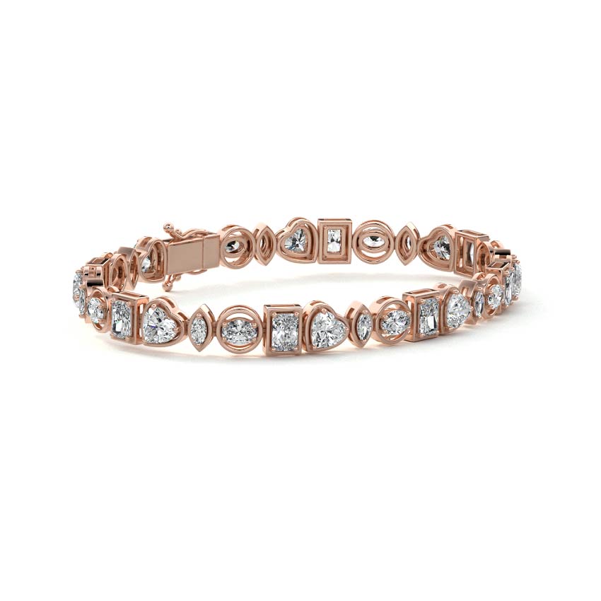 Rose gold Multi Shape Bezel Set Diamond Tennis Bracelet