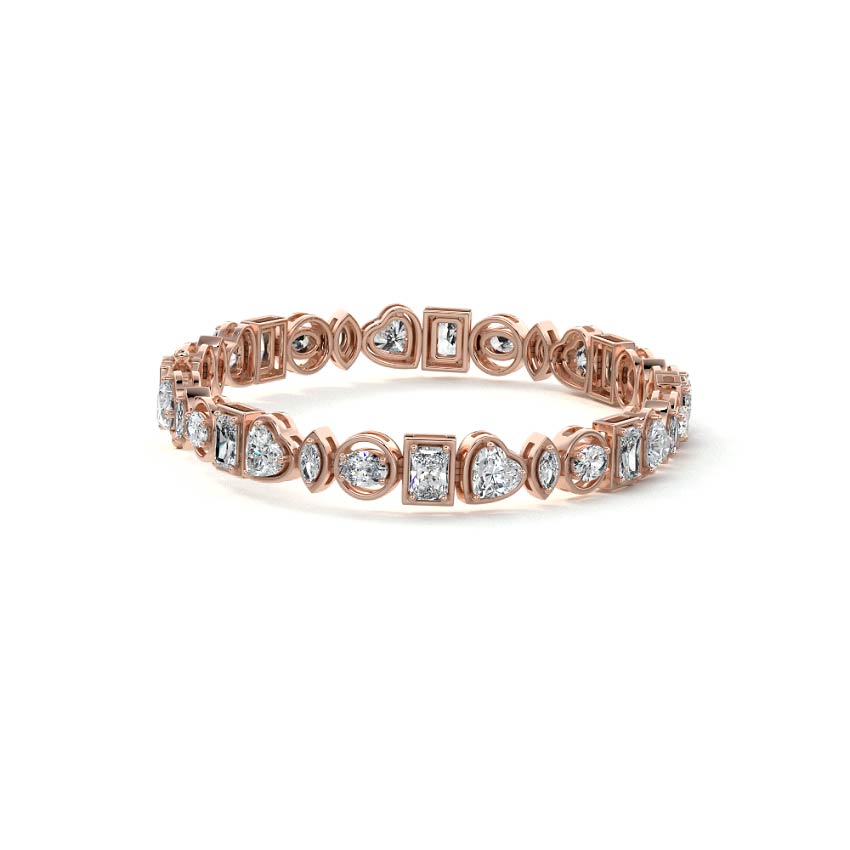 Rose gold Multi Shape Bezel Set Diamond Tennis Bracelet