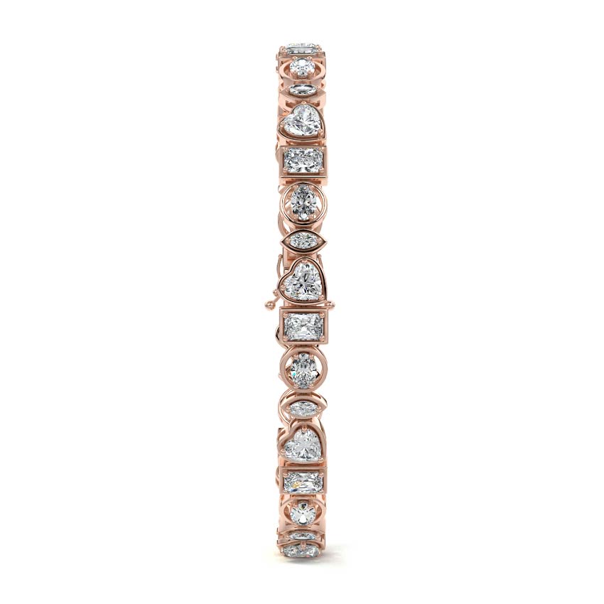 Rose gold Multi Shape Bezel Set Diamond Tennis Bracelet