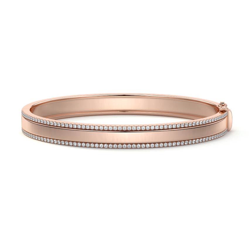 Rose gold Double Row Pavé Diamond Bangle Bracelet