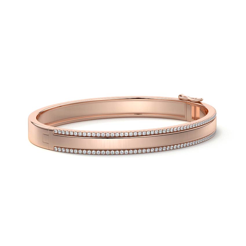 Rose gold Double Row Pavé Diamond Bangle Bracelet