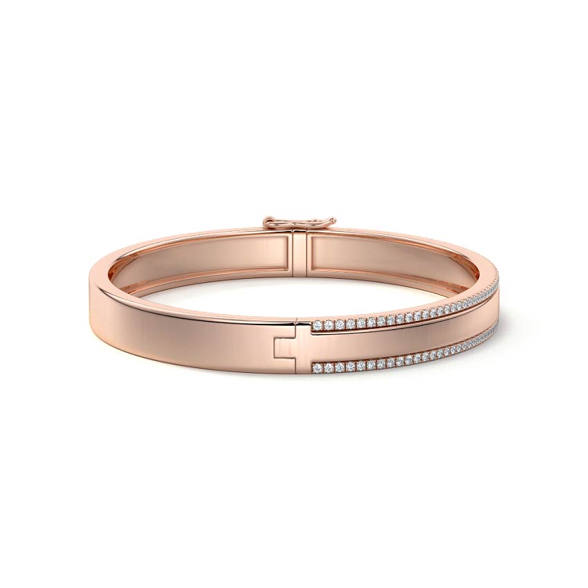Rose gold Double Row Pavé Diamond Bangle Bracelet