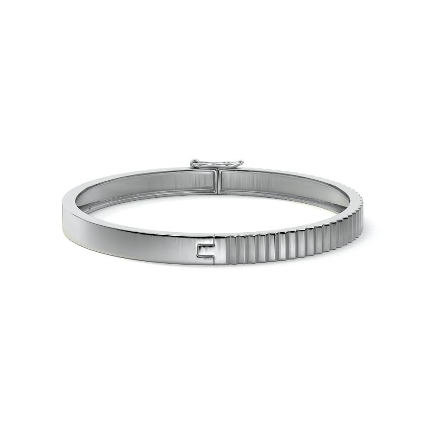 Platinum Ridged Gold Bangle Bracelet
