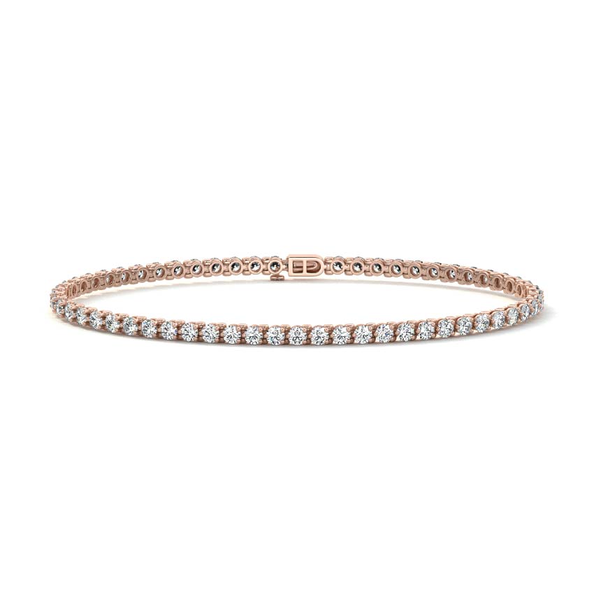 Rose gold Round Diamond Three-Prong Tennis Bracelet