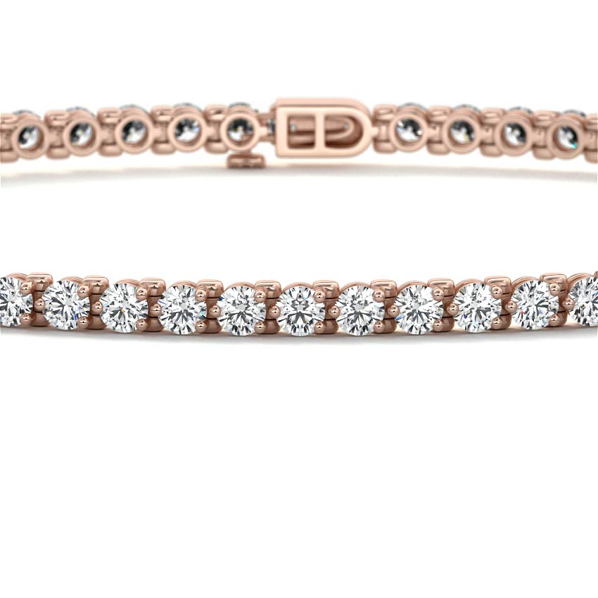 Rose gold Round Diamond Three-Prong Tennis Bracelet