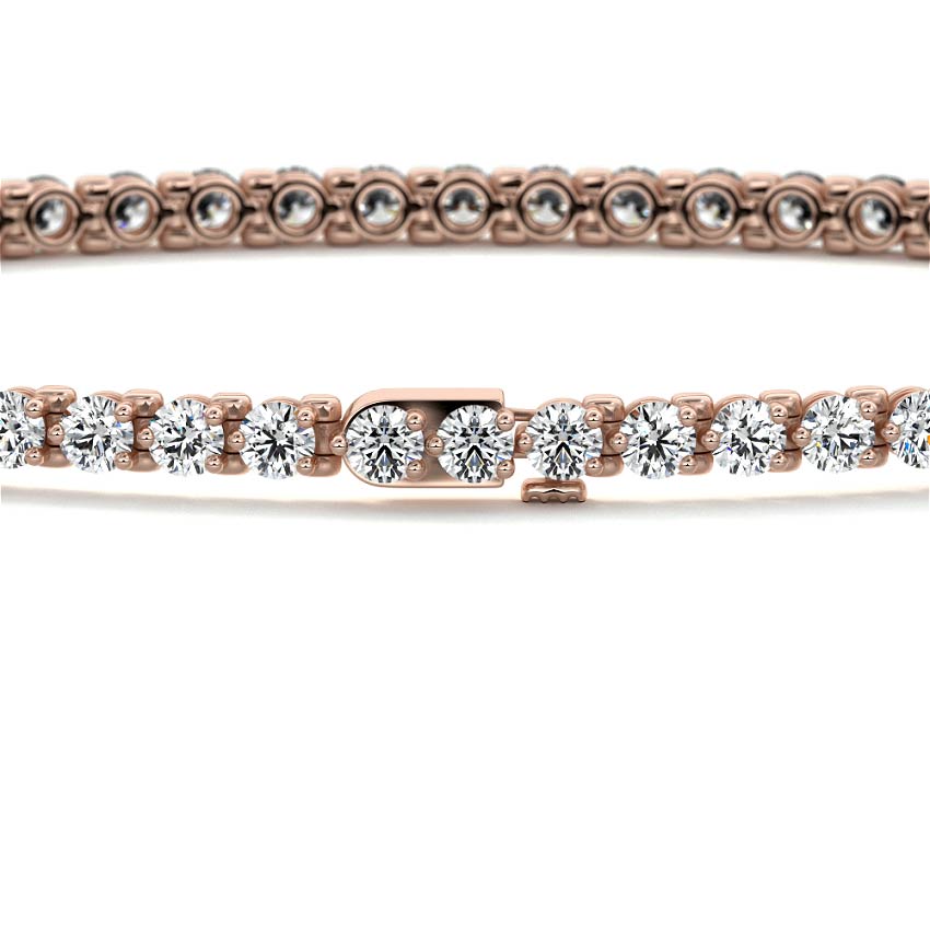 Rose gold Round Diamond Three-Prong Tennis Bracelet