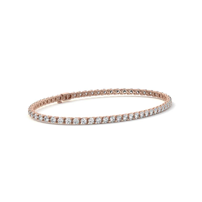 Rose gold Round Diamond Three-Prong Tennis Bracelet