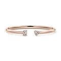 Rose gold Emerald and Heart Diamond Toi Moi Open Bangle