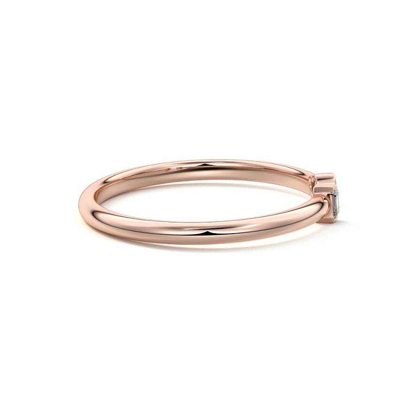 Rose gold Emerald and Heart Diamond Toi Moi Open Bangle