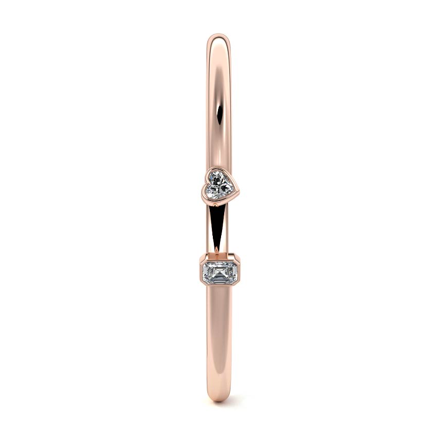 Rose gold Emerald and Heart Diamond Toi Moi Open Bangle