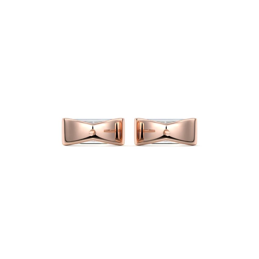 Rose gold Baguette Diamond Bar Stud Earrings