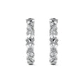 White gold Baguette Diamond Cluster Hoop Earrings