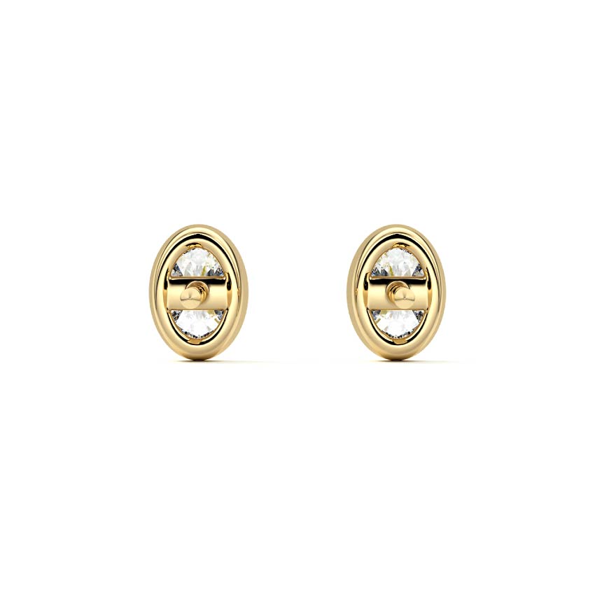 Yellow gold Oval Diamond Solitaire Stud Earrings