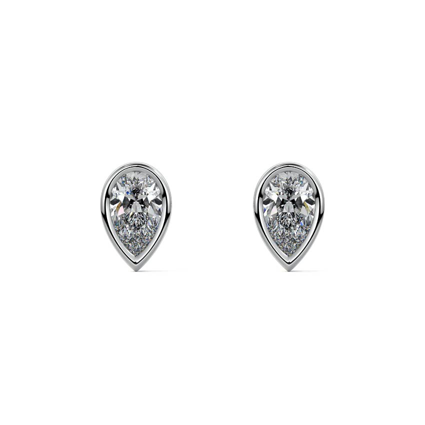 White gold Pear Diamond Solitaire Stud Earrings