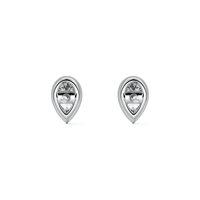 White gold Pear Diamond Solitaire Stud Earrings