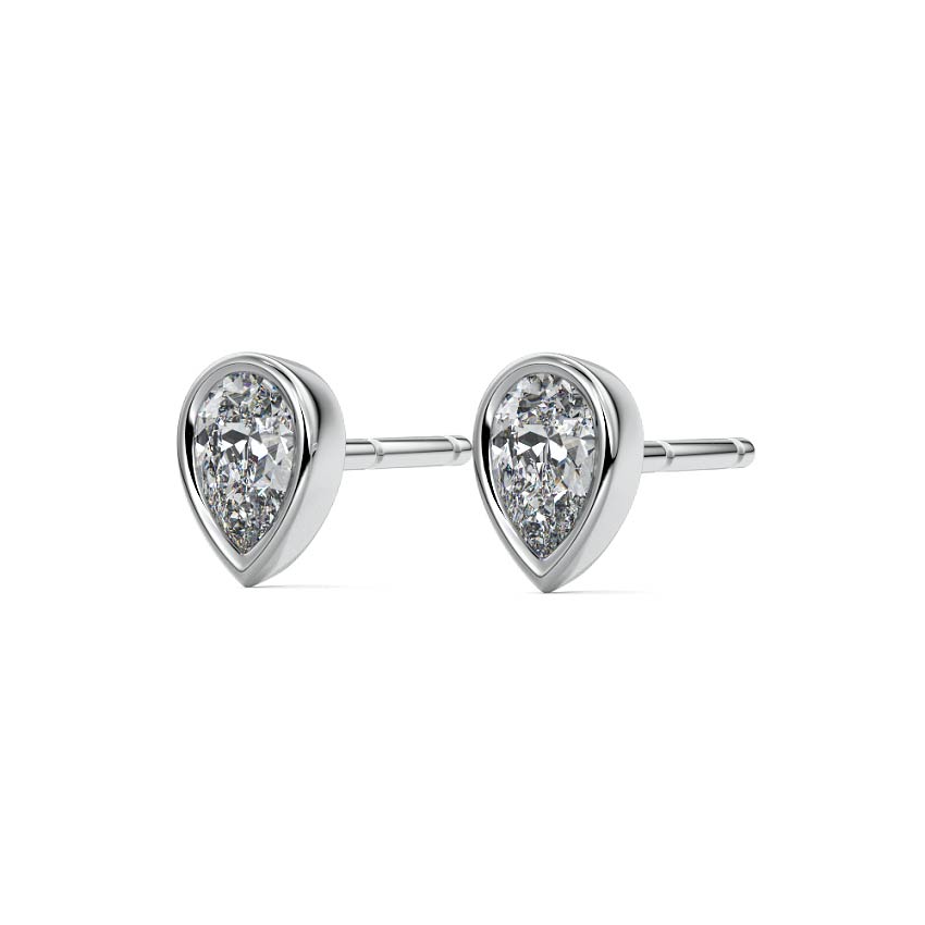 White gold Pear Diamond Solitaire Stud Earrings