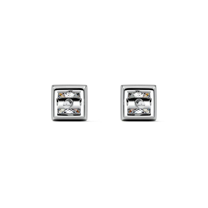 Silver Princess Diamond Solitaire Stud Earrings