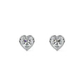 Silver Heart Diamond Solitaire Stud Earrings