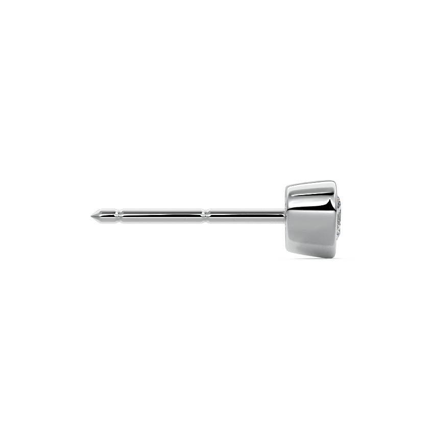 Silver Heart Diamond Solitaire Stud Earrings