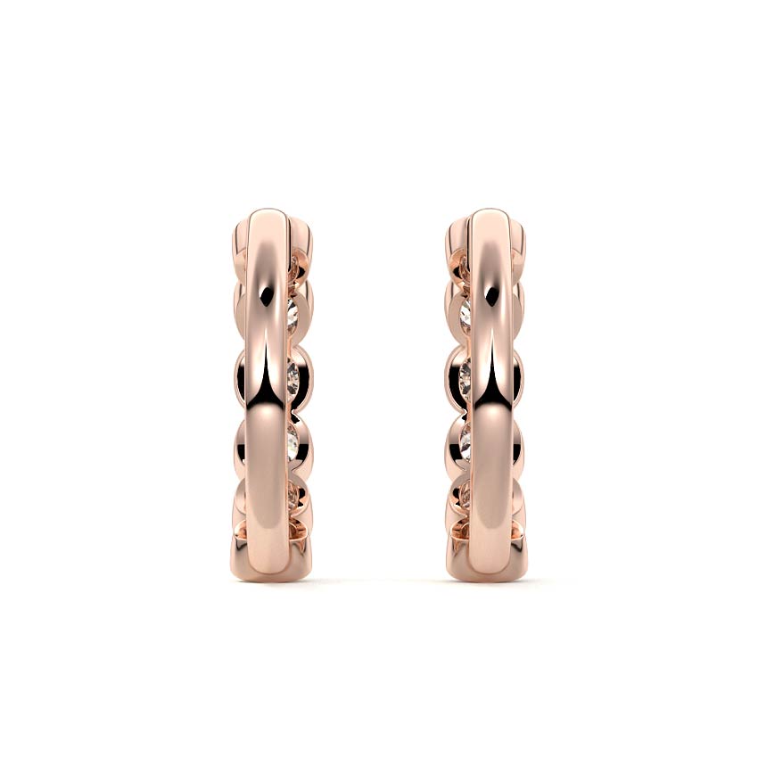 Rose gold Cushion Diamond Bezel Hoop Earrings