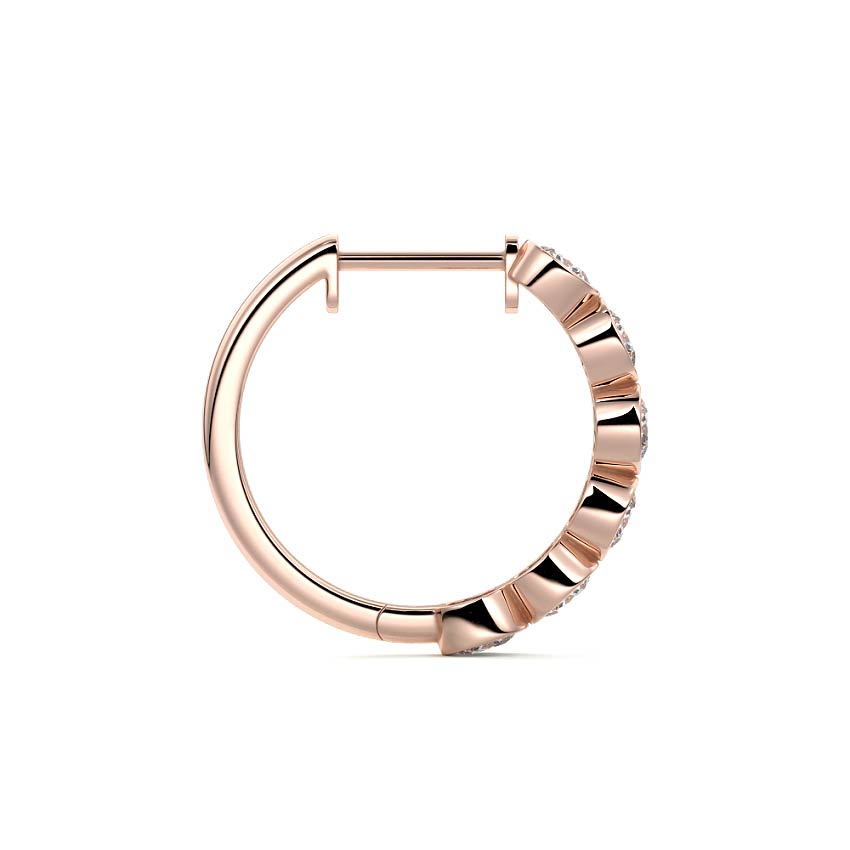 Rose gold Cushion Diamond Bezel Hoop Earrings