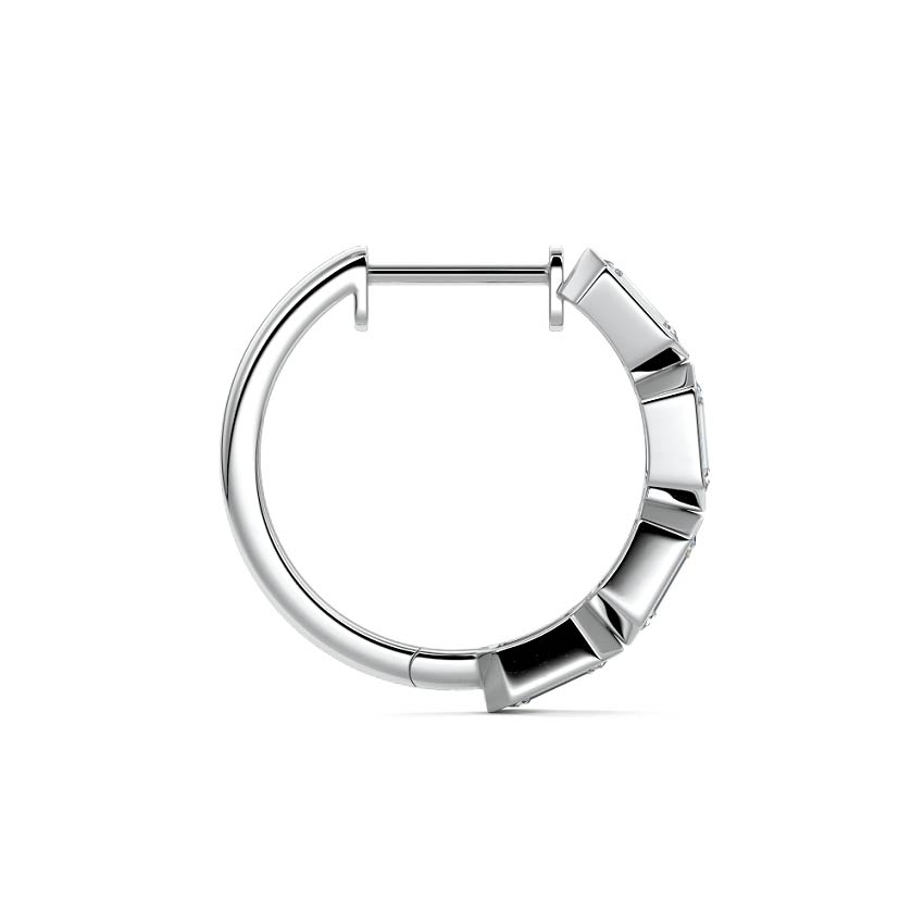 White gold Emerald Diamond Bezel Hoop Earrings